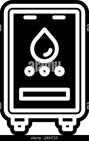 water heater icon black vector illustration. Stock Vector