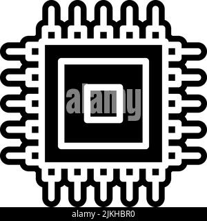 processor icon black vector illustration. Stock Vector