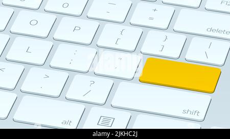 close up White keyboard Orange button. Concept of New Beautiful close up Orange keyboard button Stock Photo