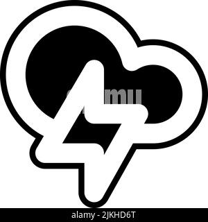 thunderstorm icon black vector illustration. Stock Vector