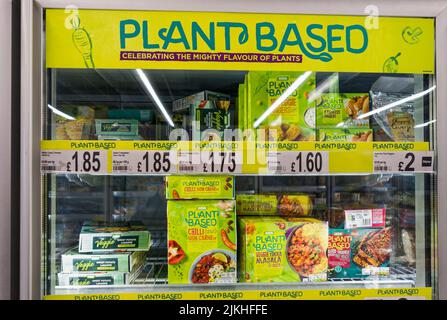 Plant based, vegetarian or vegan food for sale in a UK supermarket Stock Photo