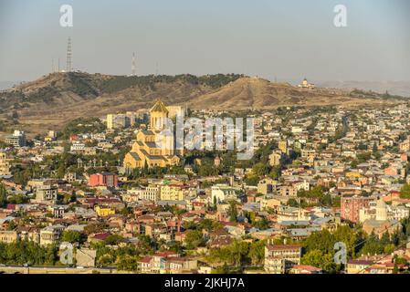 Old Tbilisi, Tbilisi, Georgia, October 17, 2019, Arial view of Tbilisi from Medieval castle of Narikala and Tbilisi city overview, Republic of Georgia Stock Photo
