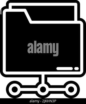 shared folder icon black vector illustration. Stock Vector