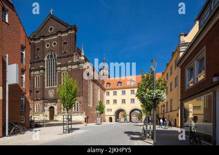 Germany, Coesfeld, Berkel, Baumberge, Muensterland, Westphalia, North Rhine-Westphalia, Protestant parish church, formerly Jesuit church St. Ignatius of the College, high school church, Gymnasium Nepomucenum, behind the city castle Coesfeld also called Liebfrauenburg Stock Photo