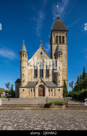 Germany, Coesfeld, Coesfeld-Lette, Berkel, Baumberge, Muensterland, Westphalia, North Rhine-Westphalia, Catholic Parish Church of St. John the Baptist in Lette, Neo-Romanesque Stock Photo