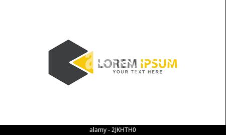 Hexagon and triangle. Template of a logo, sticker, label or brand for businesses of different fields of activity. Flat style Stock Vector