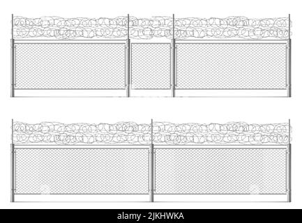Metal chain link fence, segment of rabitz grid isolated on white ...