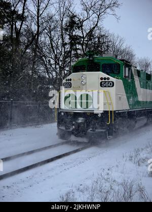 Moving GO train on the tracks Stock Photo