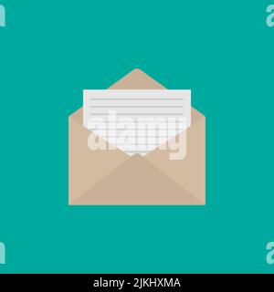 Envelope icon flat style. Mail icon isolated on white background. Vector illustration. Stock Vector