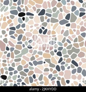 Seamless wall pattern of bright round sea pebbles. Vector background. Decoration with tiles for paths, floor and paving. Kitchen, bathroom, garden des Stock Vector