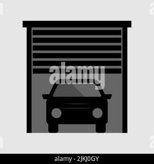 Car in garage icon isolated, vector illustration. Stock Vector