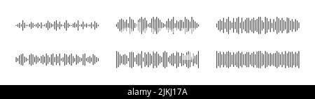 Podcast sound waves set. Waveform pattern for music player, podcast, voise message, music app. Audio wave icon. Equalizer template. Vector Stock Vector