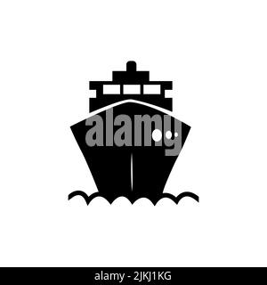 Ship icon flat. Simple black pictogram on white background. Illustration symbol and bonus button Stock Vector