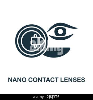 Nano Contact Lenses icon. Monochrome simple line Future Technology icon for templates, web design and infographics Stock Vector