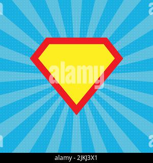 Superhero vector icon isolated on blue background. Superman logo template. Stock Vector