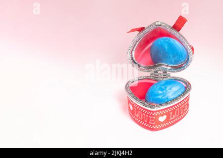 The Easter egg in heart gift box Stock Photo