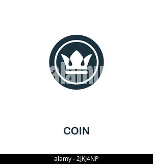 Coin icon. Monochrome simple line Game Element icon for templates, web design and infographics Stock Vector