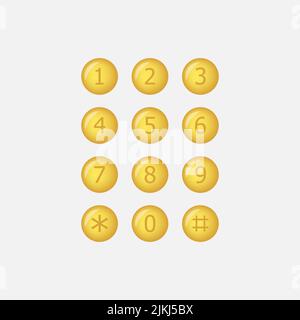 Keyboard number telephone. Keypad number icon vector isolated Stock Vector