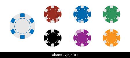Casino coins chip set isolated on white background. Poker chips. Vector illustration. Stock Vector