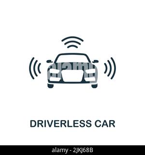 Driverless Car icon. Monochrome simple line Future Technology icon for ...