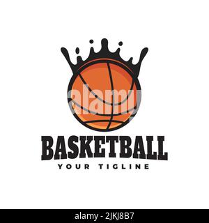 Water splash basketball logo design, symbol, American Basketball, basketball club, emblem, design with ball. Sports badge vector illustration,sports d Stock Vector