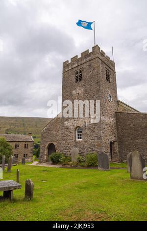 Dent, Cumbria, England, UK - 12 August 2018: View of the Saint Andrew Church. The church contains Norman architecture. Stock Photo