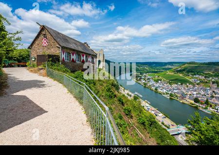 Grevenburg near Traben-Trarbach on the Middle Moselle, built by Count Johann III of Sponheim, was blown up by the French, castle tavern Stock Photo