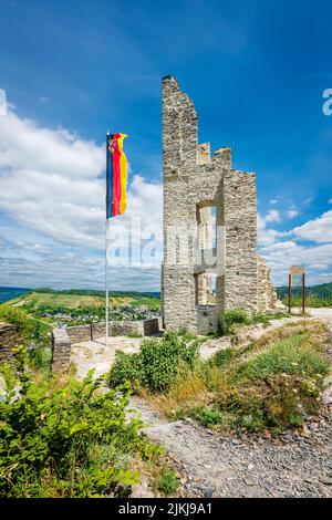 Grevenburg near Traben-Trarbach on the Middle Moselle, built by Count Johann III von Sponheim, was blown up by the French. What remains is the commandant's house, whose facade can be seen, Stock Photo