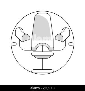 Round template medical gynecology icon, gynecological chair symbol, medical design element isolated on white background. Flat Art vector Illustration. Stock Vector