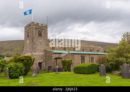 Dent, Cumbria, England, UK - 12 August 2018: View of the Saint Andrew Church. The church contains Norman architecture. Stock Photo