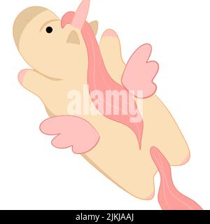 plump beautiful unicorn flies and his mane develops in the wind Stock Vector