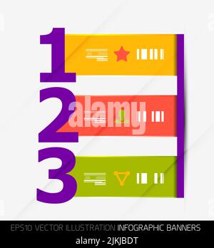 Vector illustration of modern colorful geometric infographics. Can be used as numbered banners, background templates, block schemes Stock Vector