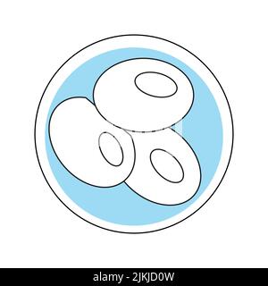 Round template gynecology icon, female ovum in petri dish symbol, medical design element isolated on white background. Flat Art vector Illustration. Stock Vector