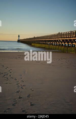 Pier of Calais on a sunset, France Stock Photo