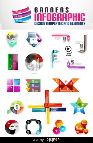 Vector set of geometrical banners and infographic templates Stock Vector