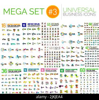 Logo mega collection, abstract geometric business icon set Stock Vector