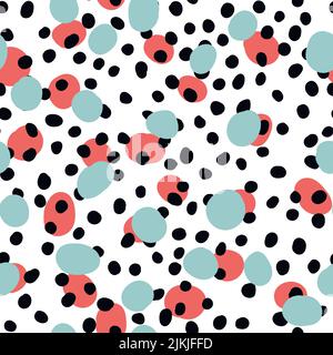Abstract hand drown polka dots background. White dotted seamless pattern with color circles. Template design for invitation, poster, card, flyer Stock Vector
