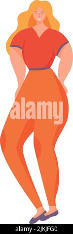 Happy woman in casual clothes semi flat color vector character Stock Vector