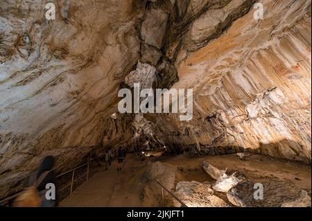 A path inside of the Demenovska Cave in Slovakia Stock Photo