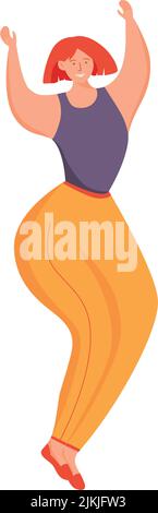 Dancing redhead woman semi flat color vector character Stock Vector