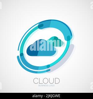 Cloud storage, 3d company logo, business symbol concept, minimal line style Stock Vector