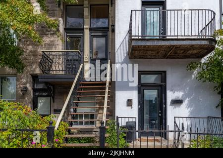 A victorian Montreal house facade in Canada Stock Photo