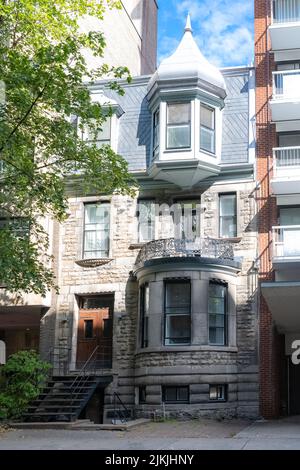 A victorian Montreal house facade in Canada Stock Photo