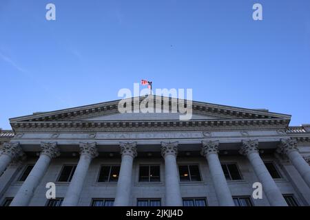 A low angle shot of the Utah State Capitol building. Salt Lake City, United States. Stock Photo