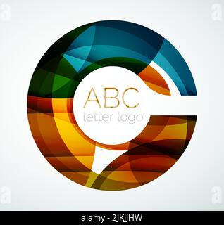 Vector alphabet letter logo. Created with transparent colorful overlapping geometric shapes, waves and flowing shapes Stock Vector