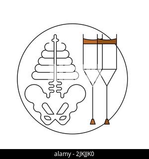 Round template health care icon, spinal injury symbol, medical design element isolated on white background. Flat Art vector Illustration. Stock Vector