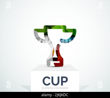 Abstract colorful logo design, awards, cup. Made of color shapes Stock Vector