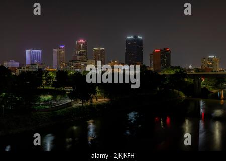 A beautiful night view of the downtown Little Rock, Arkansas Stock Photo