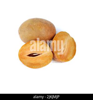 Sapodilla (Manilkara zapota), isolated on a white background Stock Photo