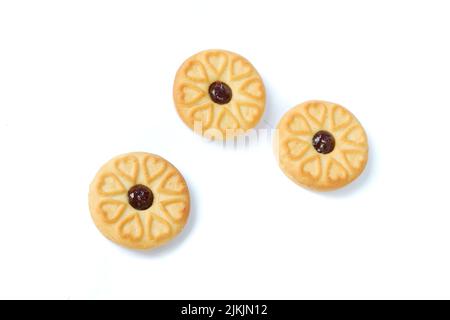 biscuits with blueberry jam on a white background Stock Photo